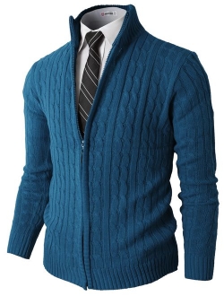 H2H Mens Casual Slim Fit Knitted Cardigan Zip-up Long Sleeve Thermal with Twisted Pattern