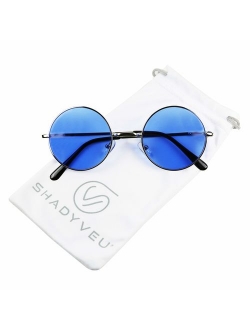 ShadyVEU Retro John Lennon Style Sunglasses Round Colorful Tint Groovy Hippie Wire Shades