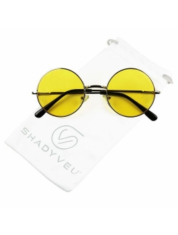 ShadyVEU Retro John Lennon Style Sunglasses Round Colorful Tint Groovy Hippie Wire Shades