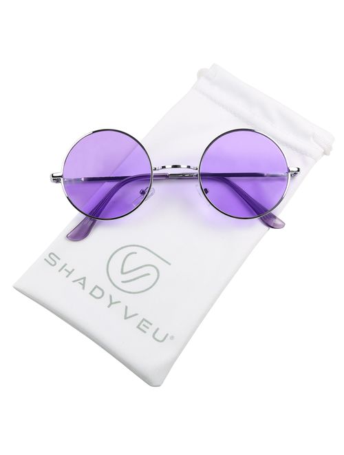 ShadyVEU Retro John Lennon Style Sunglasses Round Colorful Tint Groovy Hippie Wire Shades