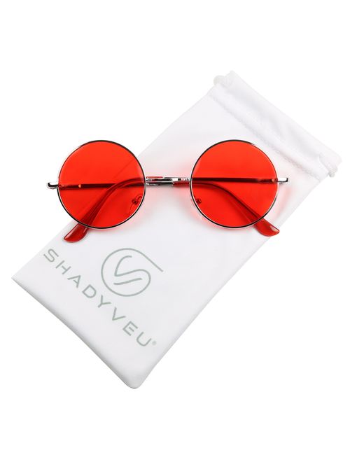 ShadyVEU Retro John Lennon Style Sunglasses Round Colorful Tint Groovy Hippie Wire Shades