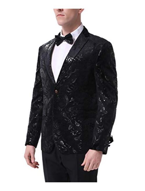 Cloudstyle Men's Dress Floral Suit Notched Lapel Slim Fit Stylish Blazer Dress Suit