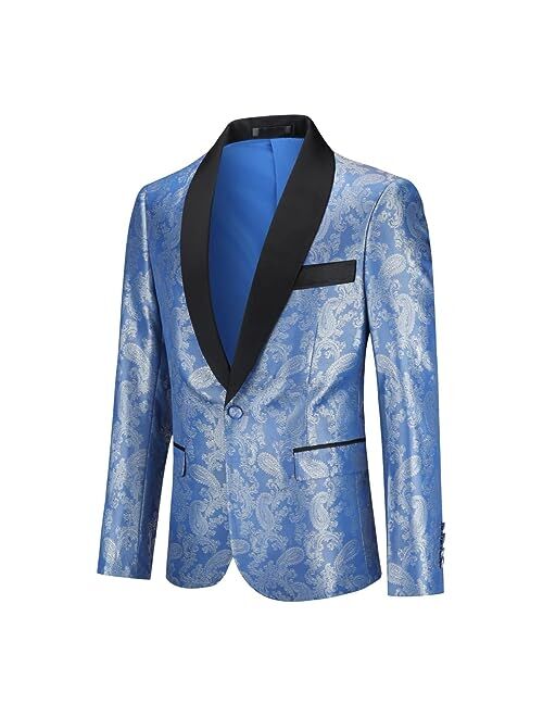 Cloudstyle Men's Dress Floral Suit Notched Lapel Slim Fit Stylish Blazer Dress Suit