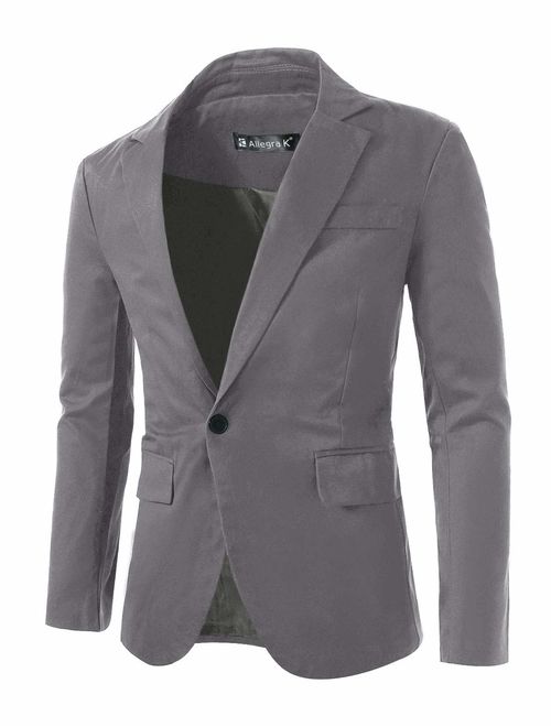 uxcell Men's Notched Lapel Button Slim Fit Casual Lightweight Sport Coats Blazer