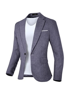 GEEK LIGHTING Slim Fit Single One Button Blazer Jackets for Men