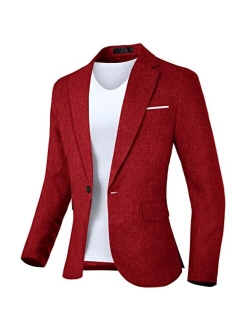 GEEK LIGHTING Slim Fit Single One Button Blazer Jackets for Men