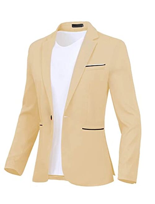 GEEK LIGHTING Slim Fit Single One Button Blazer Jackets for Men