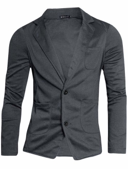 uxcell Men's Casual Sports Coat Slim Fit Lightweight Button Closure Cardigan Blazer with Pockets