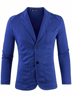 uxcell Men's Casual Sports Coat Slim Fit Lightweight Button Closure Cardigan Blazer with Pockets