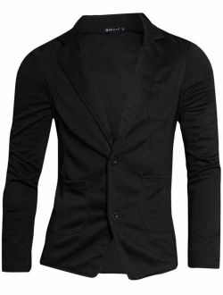 uxcell Men's Casual Sports Coat Slim Fit Lightweight Button Closure Cardigan Blazer with Pockets