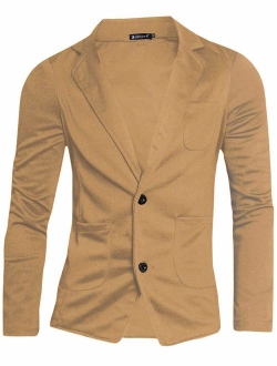 uxcell Men's Casual Sports Coat Slim Fit Lightweight Button Closure Cardigan Blazer with Pockets