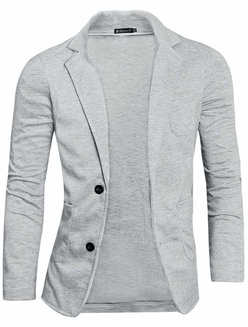 uxcell Men's Casual Sports Coat Slim Fit Lightweight Button Closure Cardigan Blazer with Pockets