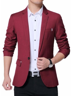 DAVID.ANN Men's Slim Fit Casual One Button Blazer Jacket