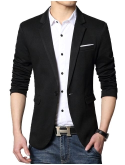 DAVID.ANN Men's Slim Fit Casual One Button Blazer Jacket