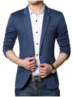 DAVID.ANN Men's Slim Fit Casual One Button Blazer Jacket