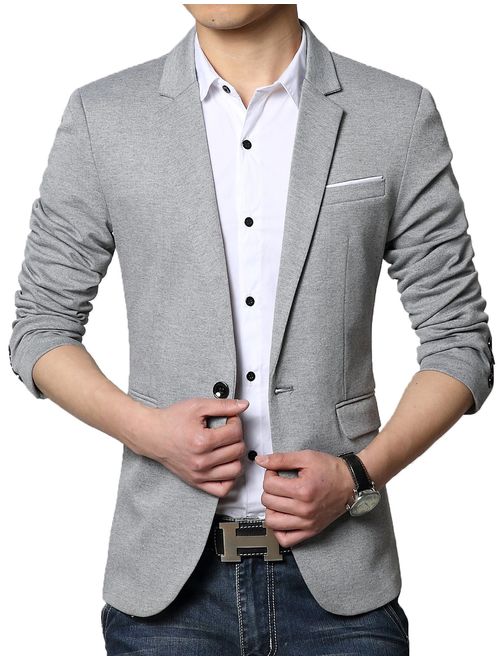 David Donahue DAVID.ANN Men's Slim Fit Casual One Button Blazer Jacket