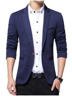 DAVID.ANN Men's Slim Fit Casual One Button Blazer Jacket