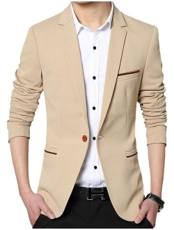 DAVID.ANN Men's Slim Fit Casual One Button Blazer Jacket