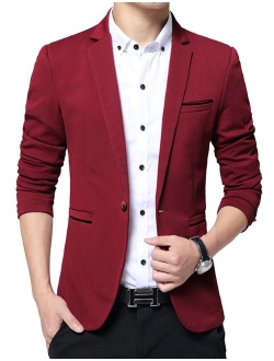 DAVID.ANN Men's Slim Fit Casual One Button Blazer Jacket