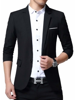 DAVID.ANN Men's Slim Fit Casual One Button Blazer Jacket