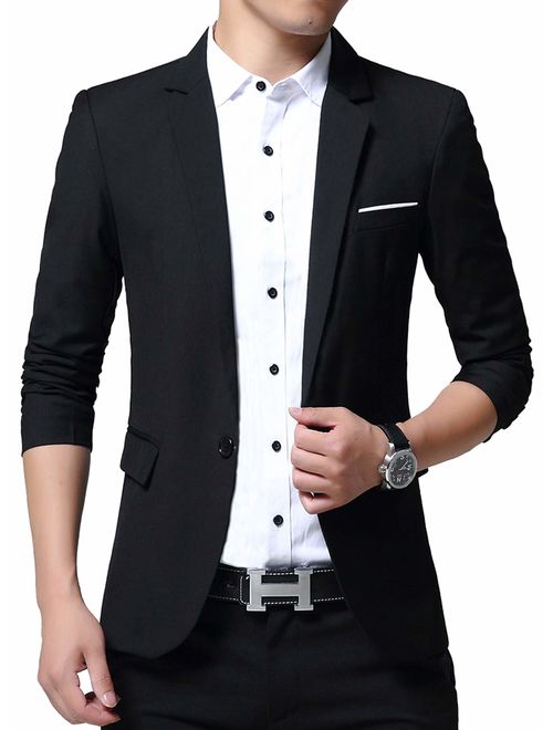 David Donahue DAVID.ANN Men's Slim Fit Casual One Button Blazer Jacket