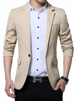 DAVID.ANN Men's Slim Fit One Button Casual Blazer Jacket