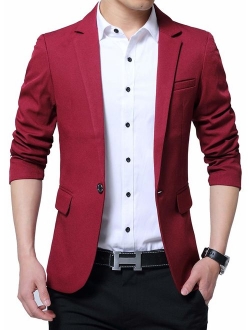 DAVID.ANN Men's Slim Fit One Button Casual Blazer Jacket