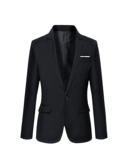 DAVID.ANN Men's Slim Fit One Button Casual Blazer Jacket