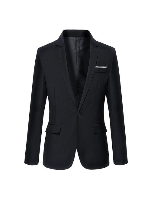 DAVID.ANN Men's Slim Fit One Button Casual Blazer Jacket