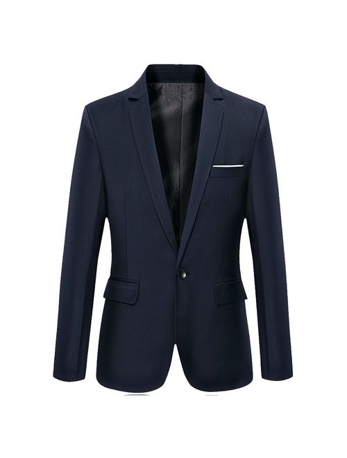 DAVID.ANN Men's Slim Fit One Button Casual Blazer Jacket