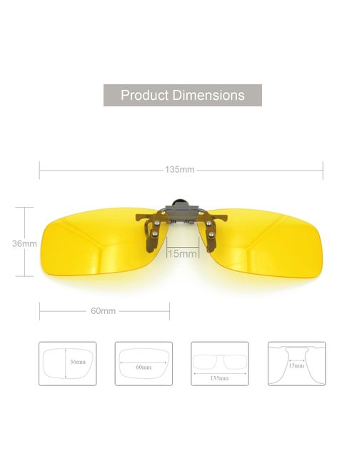 Besgoods Yellow Night Vision Polarized Clip-on Flip up Metal Clip Sunglasses Driving