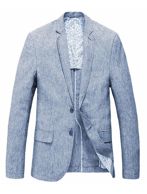 chouyatou Men's Lightweight Half Lined Two-Button Suit Blazer