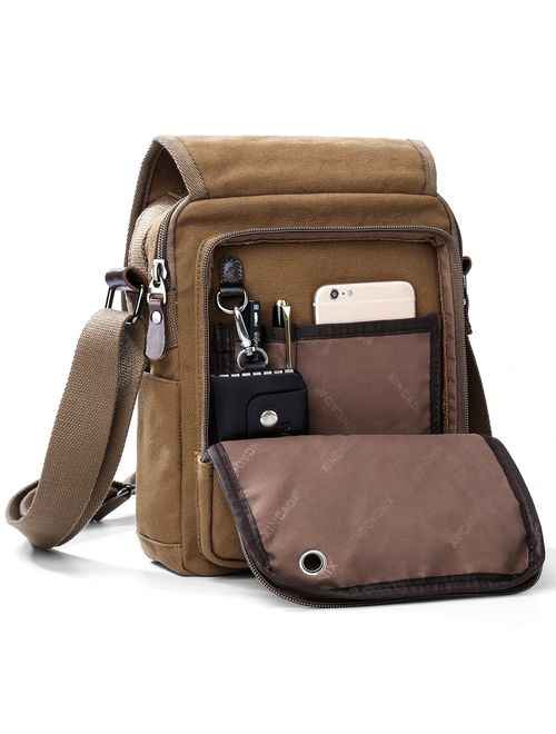 XINCADA Mens Bag Messenger Bag Canvas Shoulder Bags Travel Bag Man Purse Crossbody Bags for Work Business