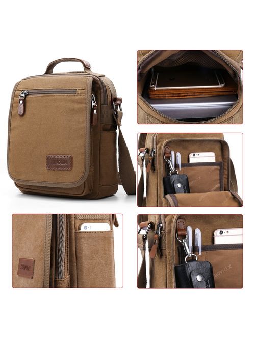 XINCADA Mens Bag Messenger Bag Canvas Shoulder Bags Travel Bag Man Purse Crossbody Bags for Work Business