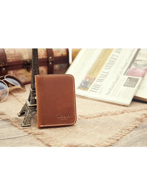 DUEBEL Full-grain Genuine Leather Slim Front Pocket Wallets, Minimalist Thin Card Holder, Card Case Wallet