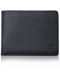 SERMAN BRANDS 2 ID Window Wallet for Men RFID Blocking Leather, Bifold Top Flip, Extra Capacity Travel Wallet