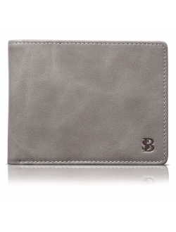 SERMAN BRANDS 2 ID Window Wallet for Men RFID Blocking Leather, Bifold Top Flip, Extra Capacity Travel Wallet