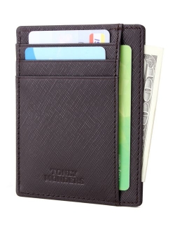 Tonly Monders Minimalist Genuine Leather Wallet RFID Front Pocket Wallet Slim Credit Card Holder