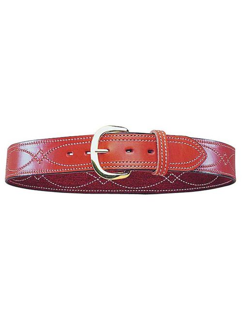 Bianchi B9 Fancy Stitched Belt Tan Brass Buckle