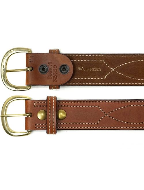 Bianchi B9 Fancy Stitched Belt Tan Brass Buckle