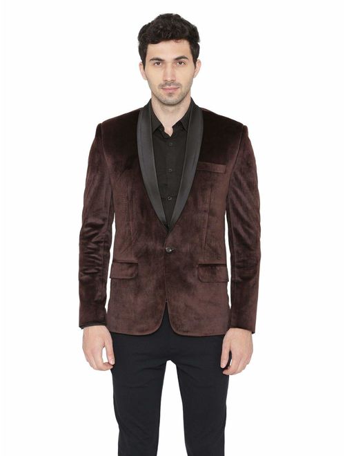 WINTAGE Men's Premium Velvet Notch Lapel Tuxedo Coat Blazer Jacket