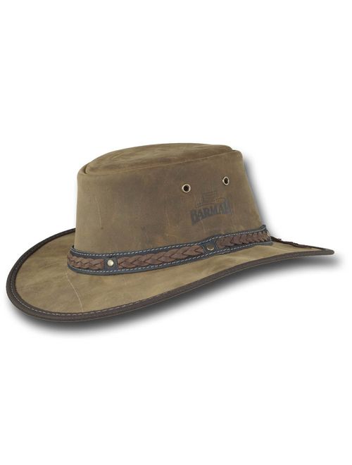 Barmah Hats Foldaway Bronco Leather Hat - Item 1060