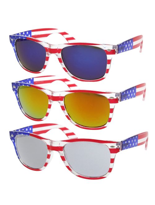 grinderPUNCH American Patriot Flag Wayfarer Sunglasses Mirror Lens USA