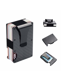 Carbon Fiber Wallet RFID Blocking Anti-Theft Minimalist Pullout Tab Credit Card Holder for Men