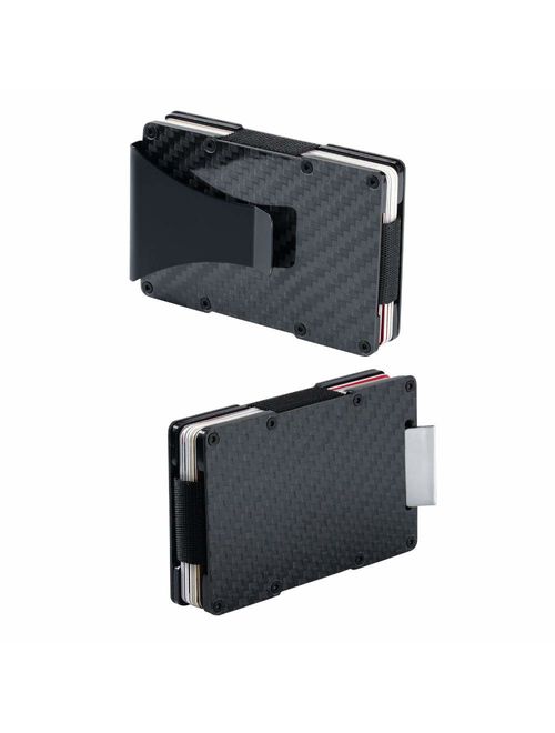 Carbon Fiber Wallet RFID Blocking Anti-Theft Minimalist Pullout Tab Credit Card Holder for Men