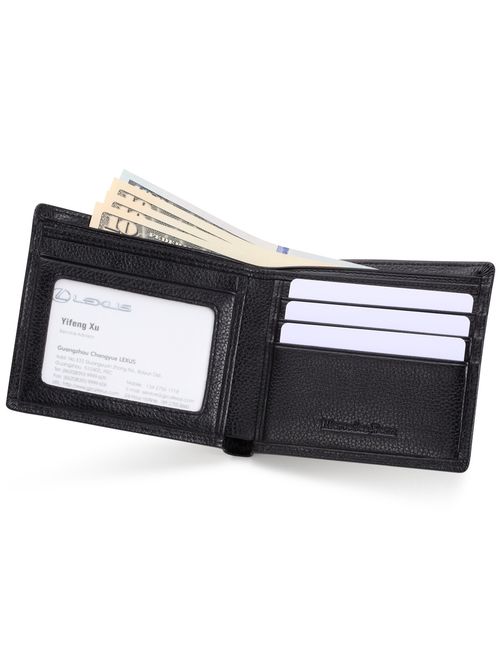 Mercedes Benz Bifold Wallet with 3 Card Slots and ID Window - Genuine Leather