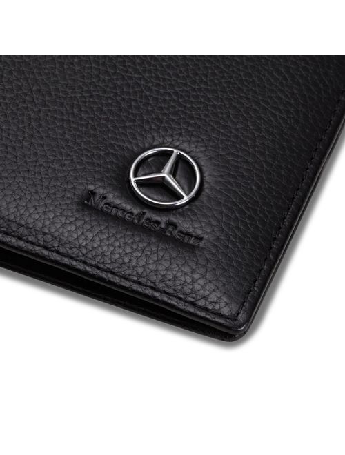 Mercedes Benz Bifold Wallet with 3 Card Slots and ID Window - Genuine Leather