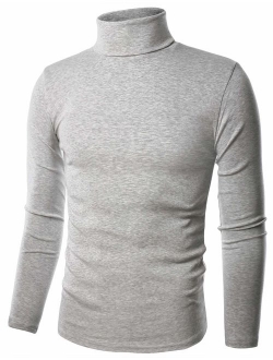 OHOO Mens Slim Fit Soft Cotton Pullover Lightweightweight Turtleneck