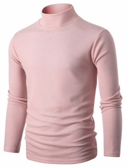 OHOO Mens Slim Fit Soft Cotton Pullover Lightweightweight Turtleneck