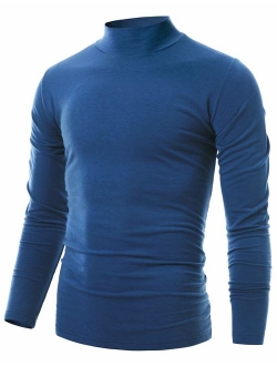 OHOO Mens Slim Fit Soft Cotton Pullover Lightweightweight Turtleneck